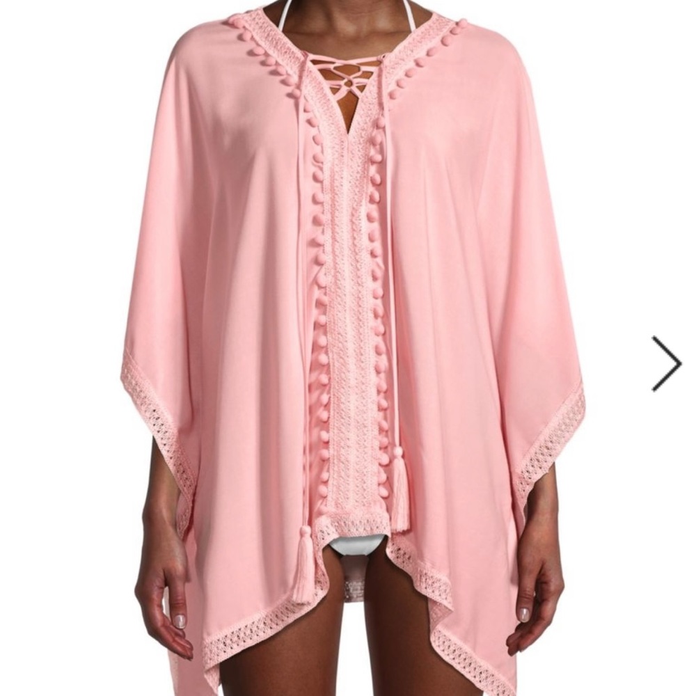 LULLA COLLECTION BY BINDYA  Pom-pom Trimmed Kimono In Peach